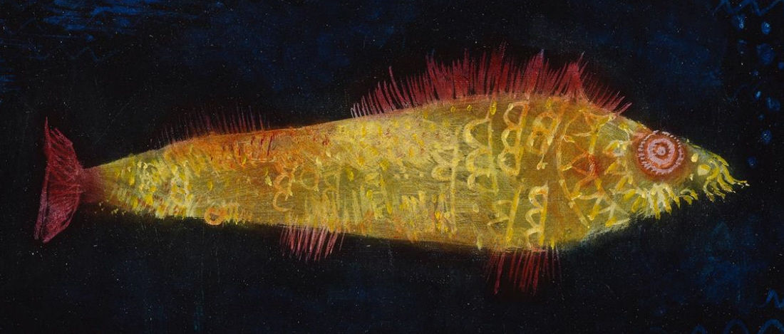 Detail 3: The large goldfish, from tail to mouth in The Goldfish